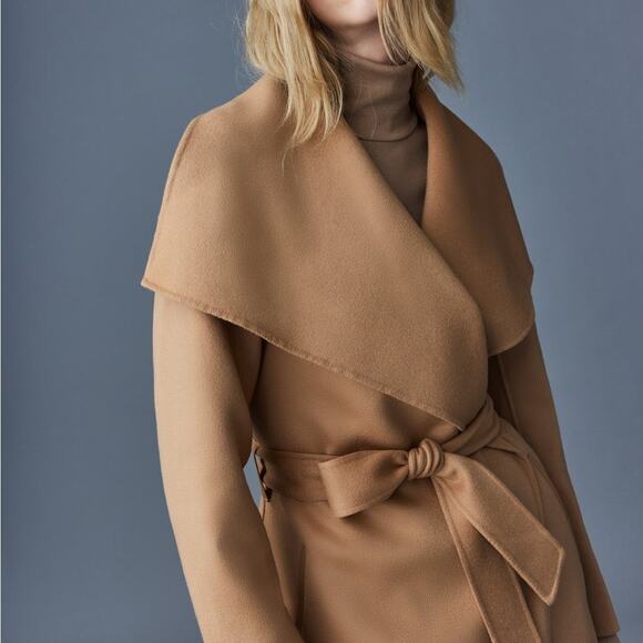 MACKAGE MAI-CN Tan XXL - Brand New Belted Wool Long Wrap Coat - Picture 5 of 8